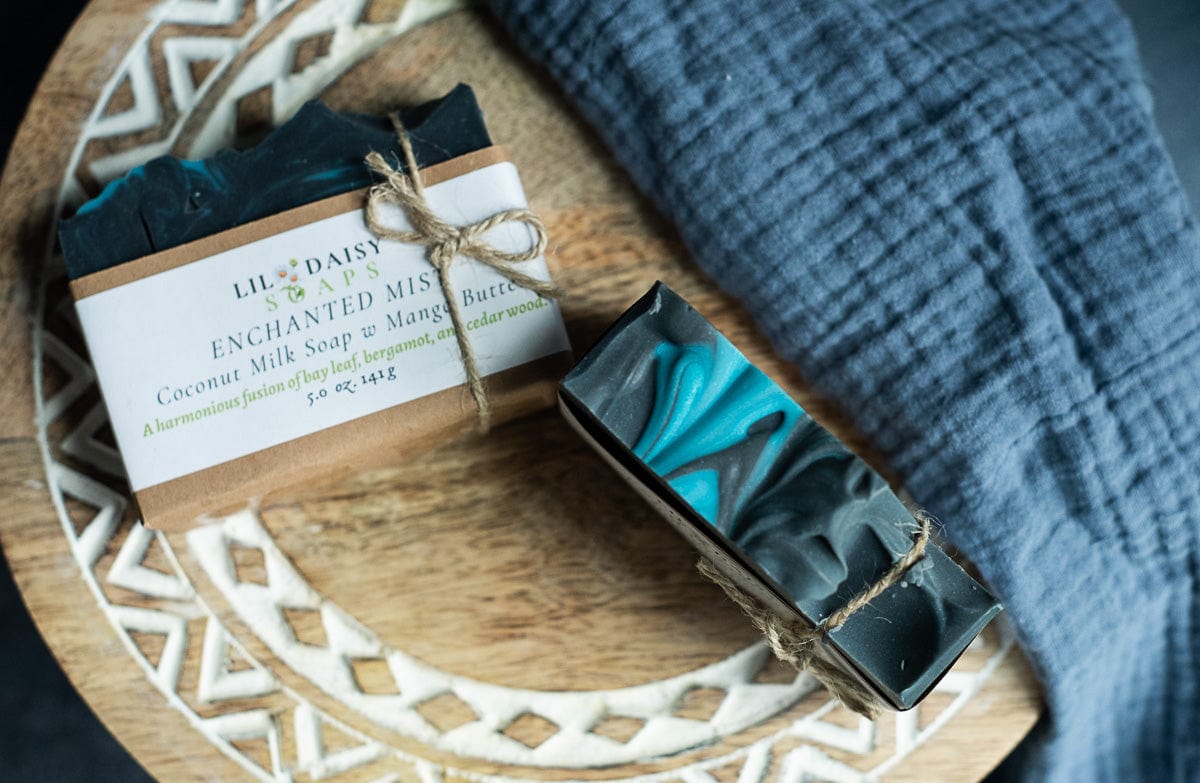 Soap Bar: Coconut Milk & Charcoal Enchanted Mist Lil Daisy Soaps Handmade Soap
