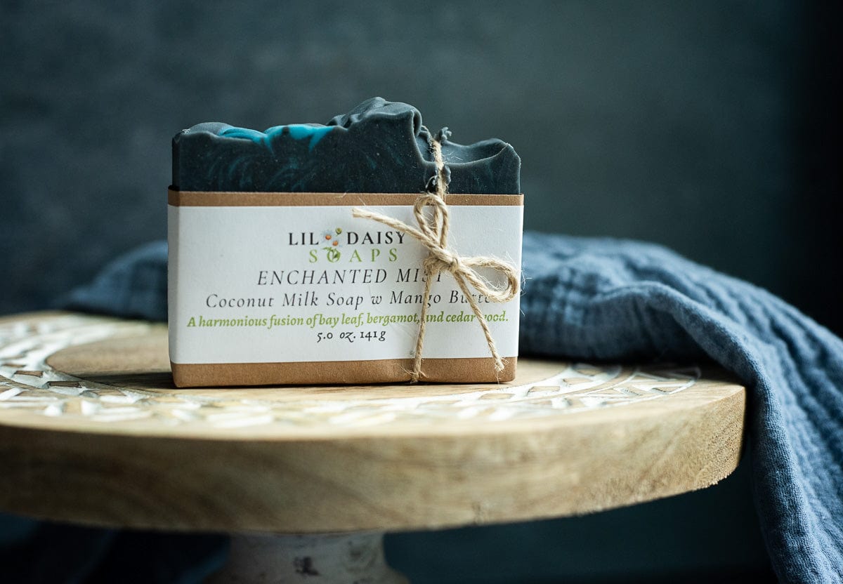 Soap Bar: Coconut Milk & Charcoal Enchanted Mist Lil Daisy Soaps Handmade Soap