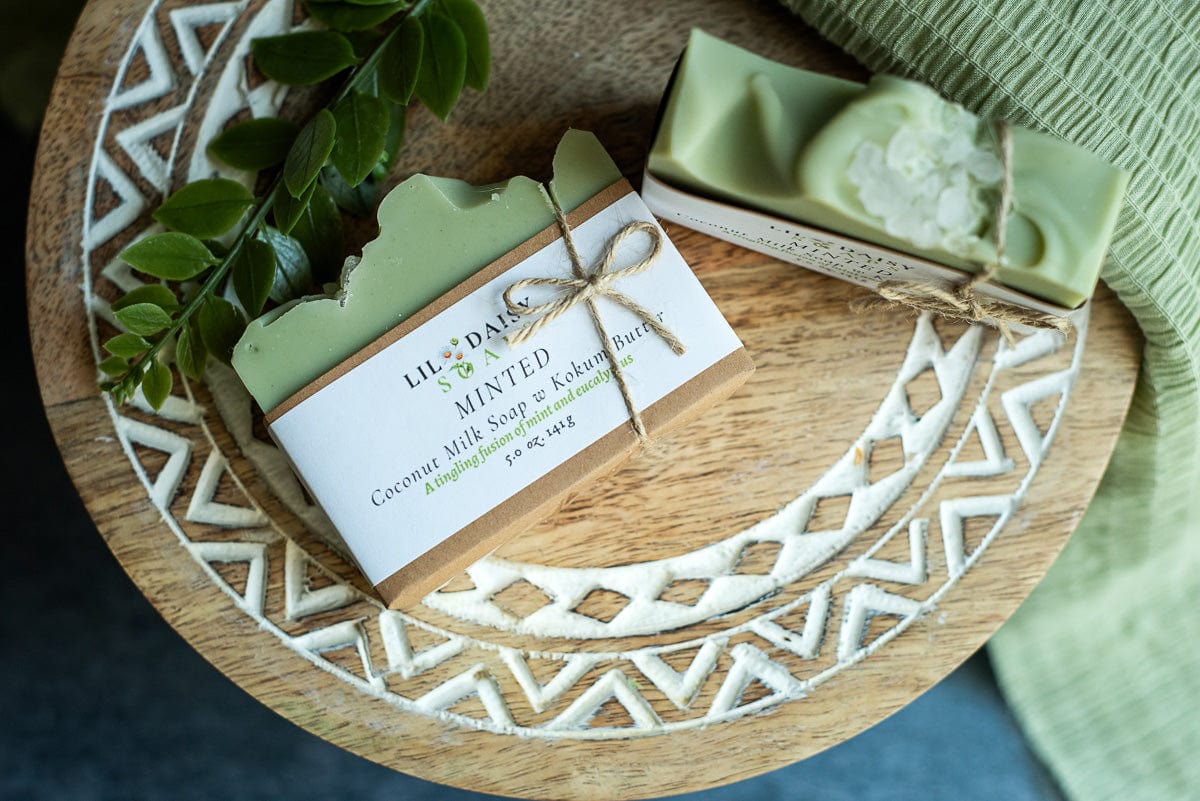 Natural Soap: Coconut Milk Peppermint & Eucalyptus Essential Oil Lil Daisy Soaps Handmade Soap