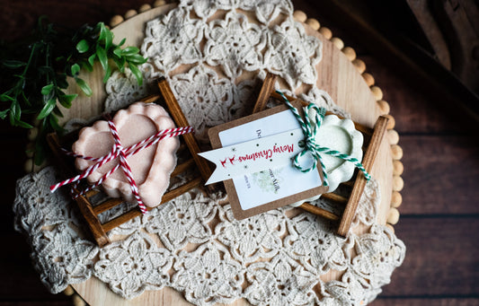 Goat Milk Salt Soap Hearts with Bamboo Draining Soap Dish Lil Daisy Soaps 