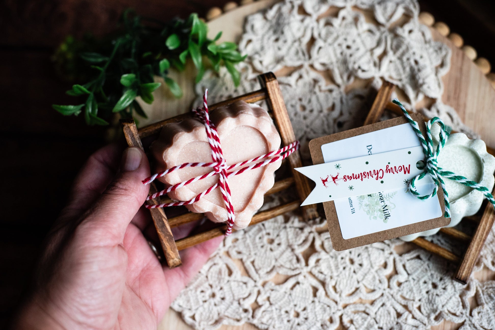 Goat Milk Salt Soap Hearts with Bamboo Draining Soap Dish Lil Daisy Soaps 