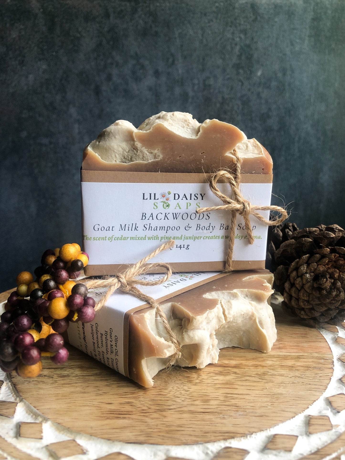 Goat Milk Soap: Backwoods Shampoo & Body Bar Lil Daisy Soaps 