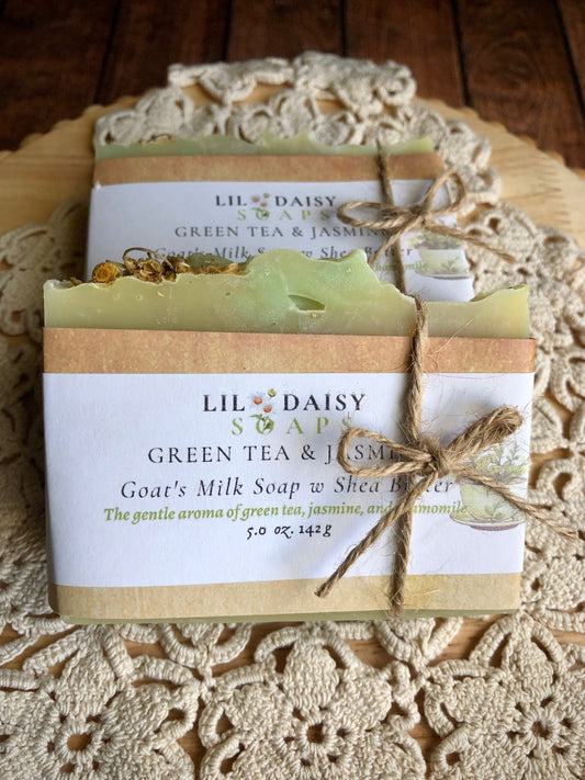 Goat Milk Soap:  Green Tea & Jasmine Lil Daisy Soaps  Handcrafted Soap