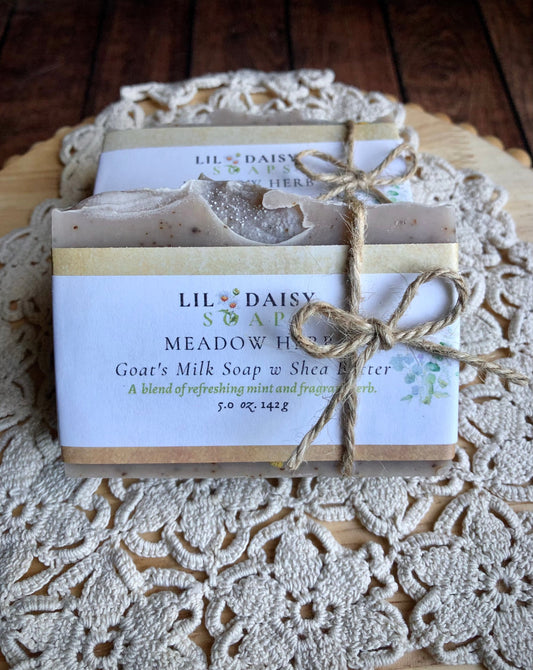 Natural Soap: Goat Milk Meadow Herb (Lavender & Peppermint Essential Oil) Lil Daisy Soaps  Handcrafted Soap